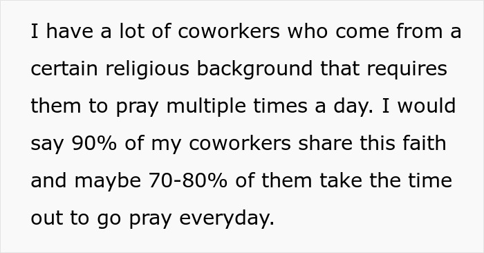 Atheist Sees Injustice As Colleagues Get Paid Prayer Breaks, Demands Meditation Break As Well Atheist Sees Injustice As Colleagues Get Paid Prayer Breaks, Demands Meditation Break As Well