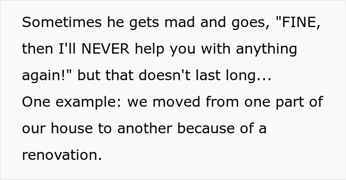 Stressed wife frustrated while unhelpful husband rearranges belongings during home renovation challenges. Stressed wife frustrated while unhelpful husband rearranges belongings during home renovation challenges.