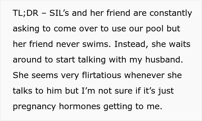 Text excerpt describing a pregnant woman&rsquo;s sister-in-law called a beached whale in a family conflict over friend replacement.
