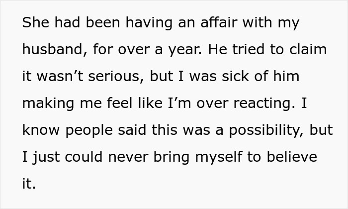 Text excerpt revealing a woman accusing her husband of an affair, suspecting him as a psychopath after horrifying texts. Text excerpt revealing a woman accusing her husband of an affair, suspecting him as a psychopath after horrifying texts.
