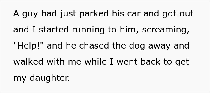 Woman and wife with twin girls near a fence being chased by a dog in a suburban outdoor setting.