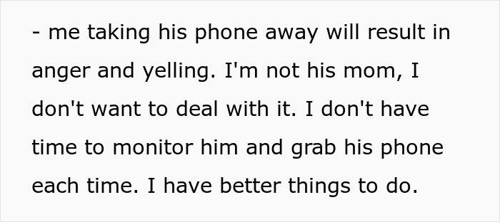 Text excerpt about a wife expressing frustration over her husband's avoidance of parenting duties and unwillingness to intervene.