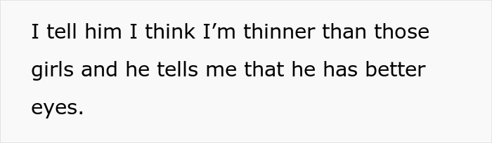 Text from a conversation showing a woman and a man discussing weight and appearance, highlighting nagging about weight loss.