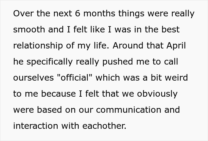 Texto descrevendo uma mulher sentindo que está no melhor relacionamento de sua vida antes de uma mensagem surpreendente da esposa do namorado.