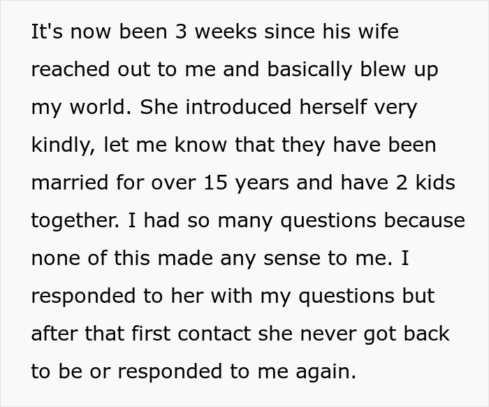 Texto da esposa do namorado revela segredos, chocando uma mulher que se achava no melhor relacionamento de sua vida.