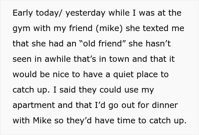 Text message conversation about letting girlfriend use boyfriend's apartment to catch up with her old friend, involving an ex.