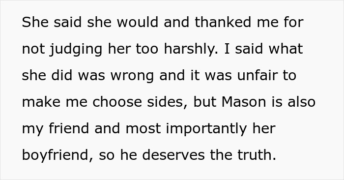 Text excerpt from a story about a cheater hiding a one night stand and a friend threatening to expose a horrible secret.