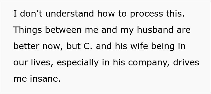 Text message expressing confusion and frustration over a friend repeatedly urging divorce and causing tension.