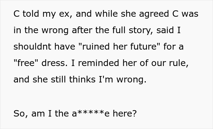 Teen Claims Her Dad &ldquo;Ruined Her Future&rdquo; After Making Her Pay For The Wedding Dress She Destroyed