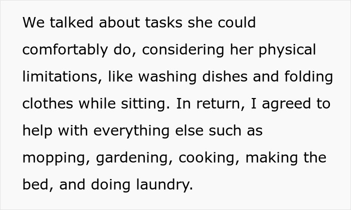 Text discussing tasks for a pregnant wife based on physical limitations and sharing household chores fairly.