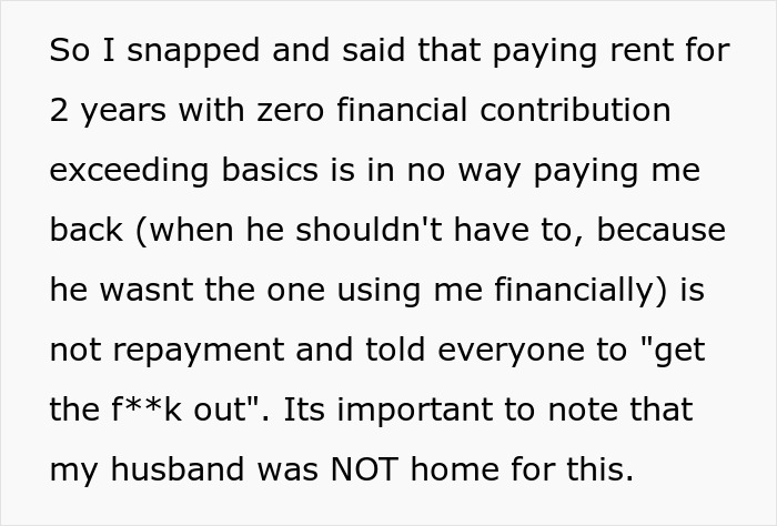 Woman Kicks Husband's Entitled Family Out After They Call Her Out For Not Having A Job Woman Kicks Husband's Entitled Family Out After They Call Her Out For Not Having A Job