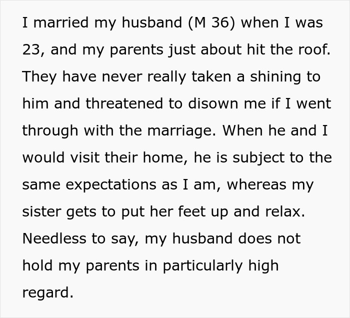 Text excerpt showing a personal story reflecting parents mad after daughter didn&rsquo;t tell them she bought a house secretly.