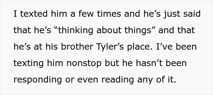 Text message conversation showing a woman texting her unresponsive husband, hinting he might be a cheating jerk.