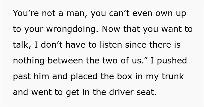 Woman confronts boyfriend and pregnant mistress in front of coworkers, expressing anger and ending their relationship.