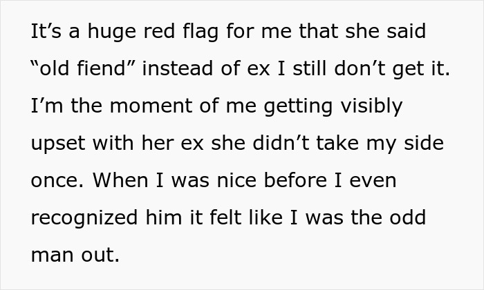 Text from a boyfriend sharing his feelings about letting his girlfriend use his apartment to meet her old friend, who turns out to be her ex.