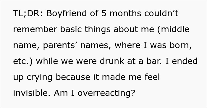 Text excerpt describing a boyfriend&rsquo;s romantic indifference shown by forgetting basics despite noting favorite foods.