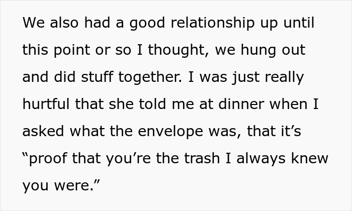 Text excerpt about a strained relationship after a MIL secretly DNA tested her grandkid, causing conflict and emotional hurt.