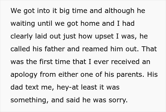 Excerpt of a new mom describing anxiety and conflict involving in-laws, with husband intervening after a big argument.