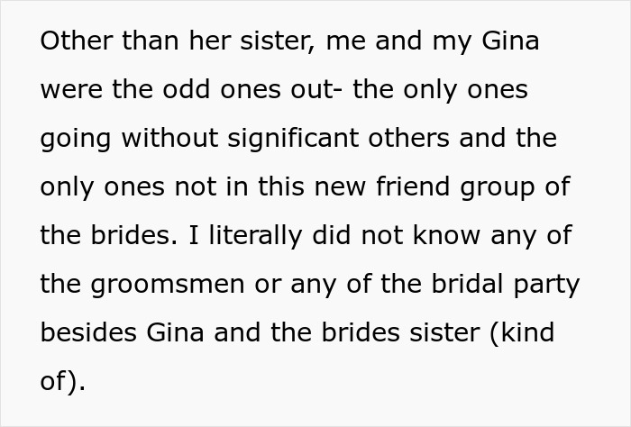 Text excerpt describing the bride’s obsession with control causing rifts in close friendships before the wedding ceremony.