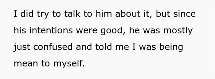 Text excerpt describing a wife realizing her husband downgraded from gorgeous to kind, feeling crushed by comparison to his ex. Text excerpt describing a wife realizing her husband downgraded from gorgeous to kind, feeling crushed by comparison to his ex.