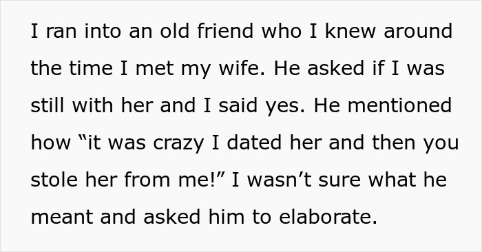 Text excerpt about dad meeting old friend, leading to doubts about paternity of his 12-year-old son after chance encounter.