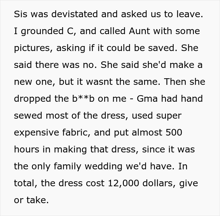 Teen Claims Her Dad &ldquo;Ruined Her Future&rdquo; After Making Her Pay For The Wedding Dress She Destroyed