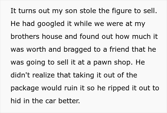 Man Refuses To Pay Brother Back For A Figurine His Son Stole Until He Finds Out The Reason Behind It