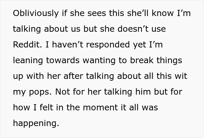 Text post about a boyfriend letting his girlfriend use his apartment to catch up with an old friend, then reacting strongly.