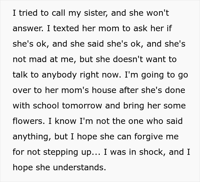 Text message expressing concern and hope for forgiveness after a relationship conflict involving a girlfriend&rsquo;s sister.
