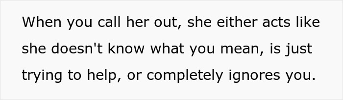 Text on screen describing reactions when called out, relating to new mom spiraling into anxiety when in-laws visit.