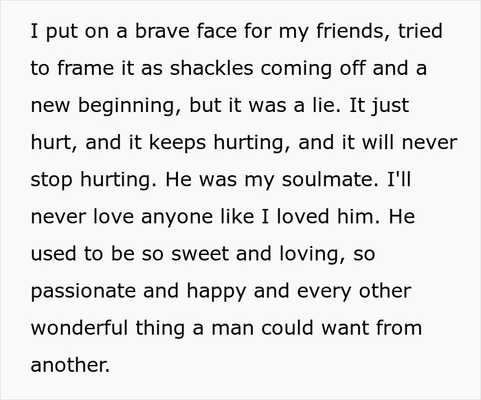 Text describing a man&rsquo;s love story as he reconnects with his ex and shares heartfelt emotions about their past and soulmate connection.