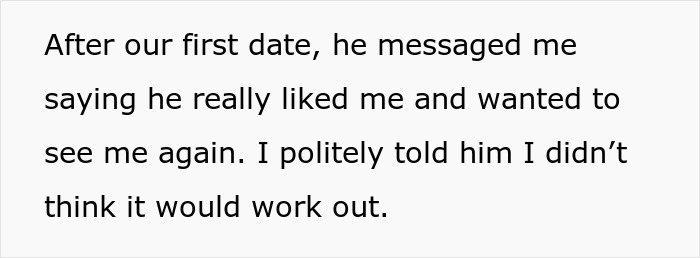 Text message on a phone screen about a young woman single dad date not working out after their first meeting.