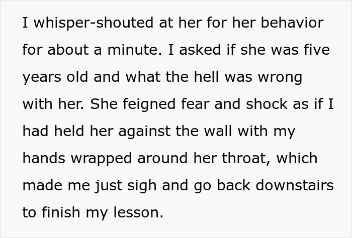 Text showing a man expressing frustration with a toxic wife&rsquo;s behavior during a Zoom lesson with students.