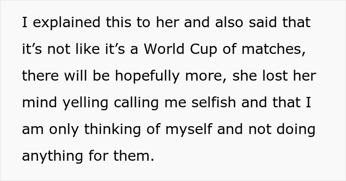 Text explaining conflict over skipping nephew's uncertain boxing match to care for dogs, with sister reacting angrily.