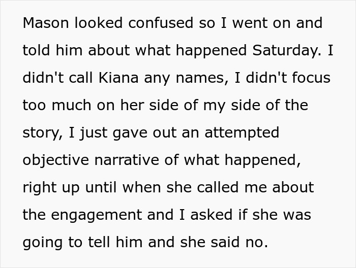 Text excerpt discussing a cheater hiding a one night stand from her boyfriend while a friend threatens exposure and reveals a secret.