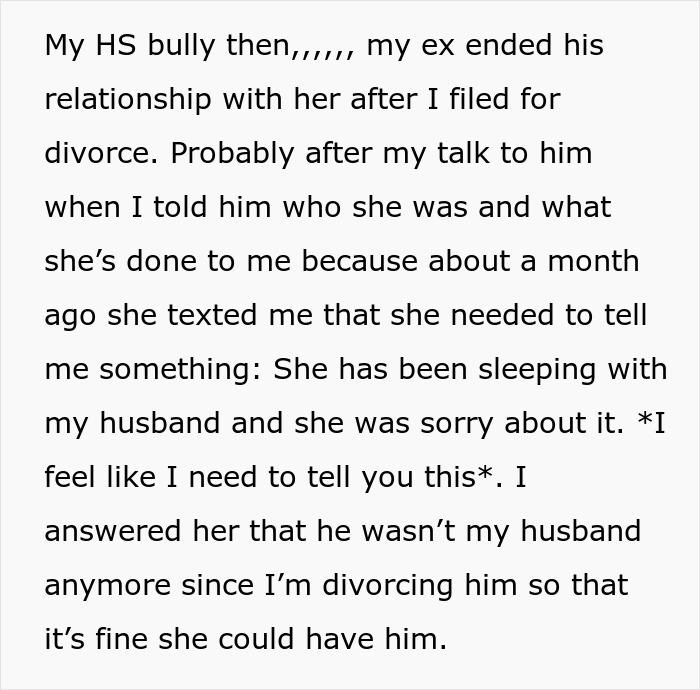 Text message revealing woman&rsquo;s life turns upside down after accidentally uncovering husband&rsquo;s affair during divorce.