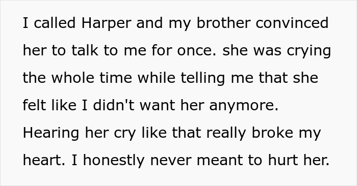 Text about a teen daughter crying and feeling unwanted after dad evicts her bedroom for a new baby, sparking family crisis.