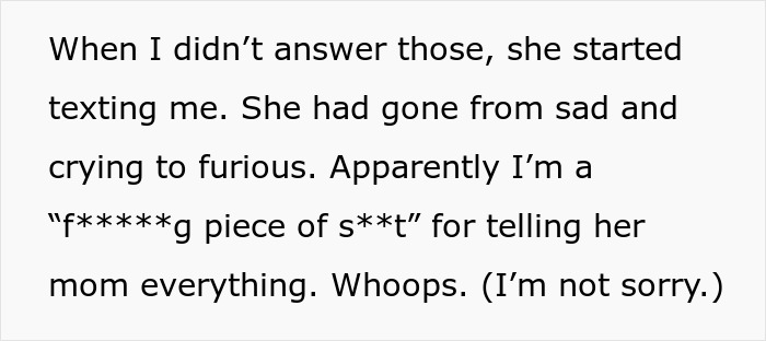 Text message showing a woman admitting to cheating multiple times and a husband telling her parents everything then leaving.