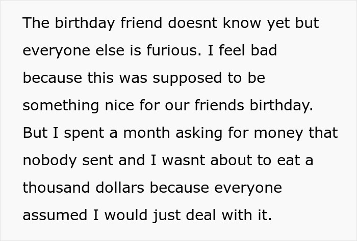 Text excerpt about a generous friend dealing with entitled freeloaders and a vacation ultimatum causing tension.