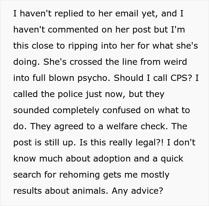 Comentário expressando preocupação sobre o 8º filho adotado de uma mulher se comportando de maneira horrível e tentando entregá-lo no Facebook. Comentário expressando preocupação sobre o 8º filho adotado de uma mulher se comportando de maneira horrível e tentando entregá-lo no Facebook.