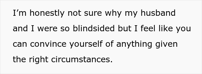 Text excerpt about feeling blindsided related to a MIL secretly DNA testing grandkid and family conflict arising.