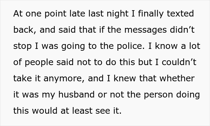 Text message showing a woman suspecting her husband is a psychopath after receiving disturbing texts late at night. Text message showing a woman suspecting her husband is a psychopath after receiving disturbing texts late at night.