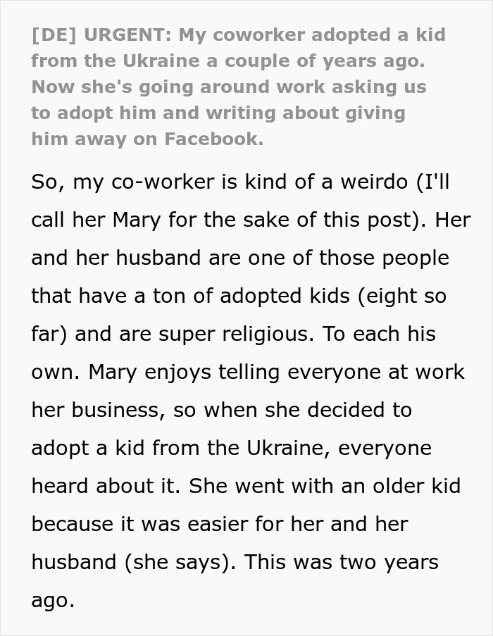 Mulher conta história sobre seu 8º filho adotivo se comportando horrivelmente e tentando entregá-lo no Facebook. Mulher conta história sobre seu 8º filho adotivo se comportando horrivelmente e tentando entregá-lo no Facebook.