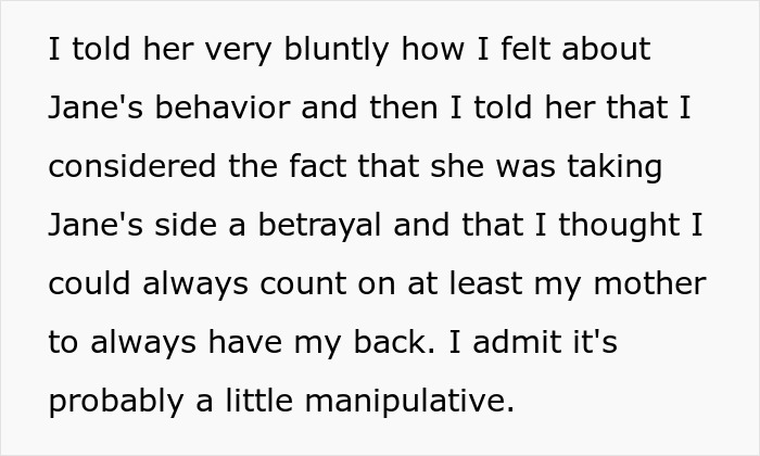 Text excerpt showing a confrontation about betrayal and manipulation within family dynamics involving a PhD cousin competition.