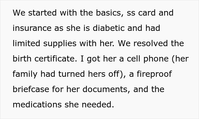 Alt text: Assistance provided to a diabetic with essential documents and medications after living with boyfriend&rsquo;s family causes tension.