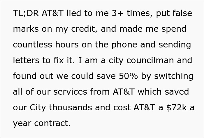AT&T Tries To Rob City Councilman Of $139, Ends Up With $72K Loss Per Year After His Clever Revenge AT&T Tries To Rob City Councilman Of $139, Ends Up With $72K Loss Per Year After His Clever Revenge