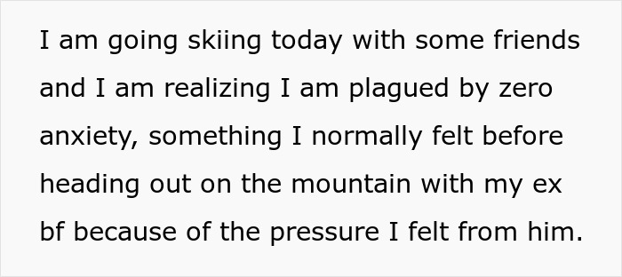 Texto que descreve a ansiedade e a pressão sentidas durante atividades ao ar livre com uma parceira, relacionado ao abandono de suas parceiras por homens.