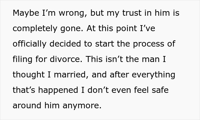 Text revealing woman suspects husband is a psychopath, losing trust and starting divorce process after horrifying behavior. Text revealing woman suspects husband is a psychopath, losing trust and starting divorce process after horrifying behavior.