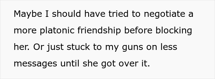 Text message conversation about a woman trying to make a friend fall in love and getting blocked instead.