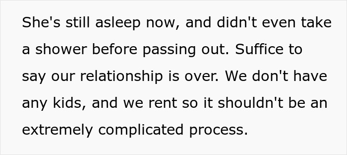 Text message on screen about a woman admitting to cheating, husband ending relationship, and telling her parents everything.